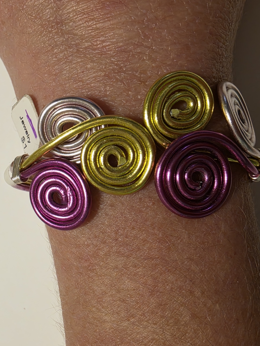 Vintage Multi Colored Bent Wire Bracelet Bends Easily
